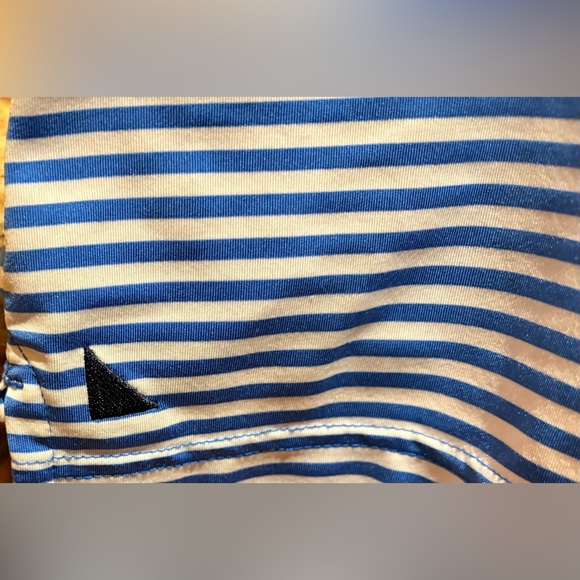 Untuckit men’s polo. Sharp blue striped with‎ logo. EUC. - Picture 3 of 6